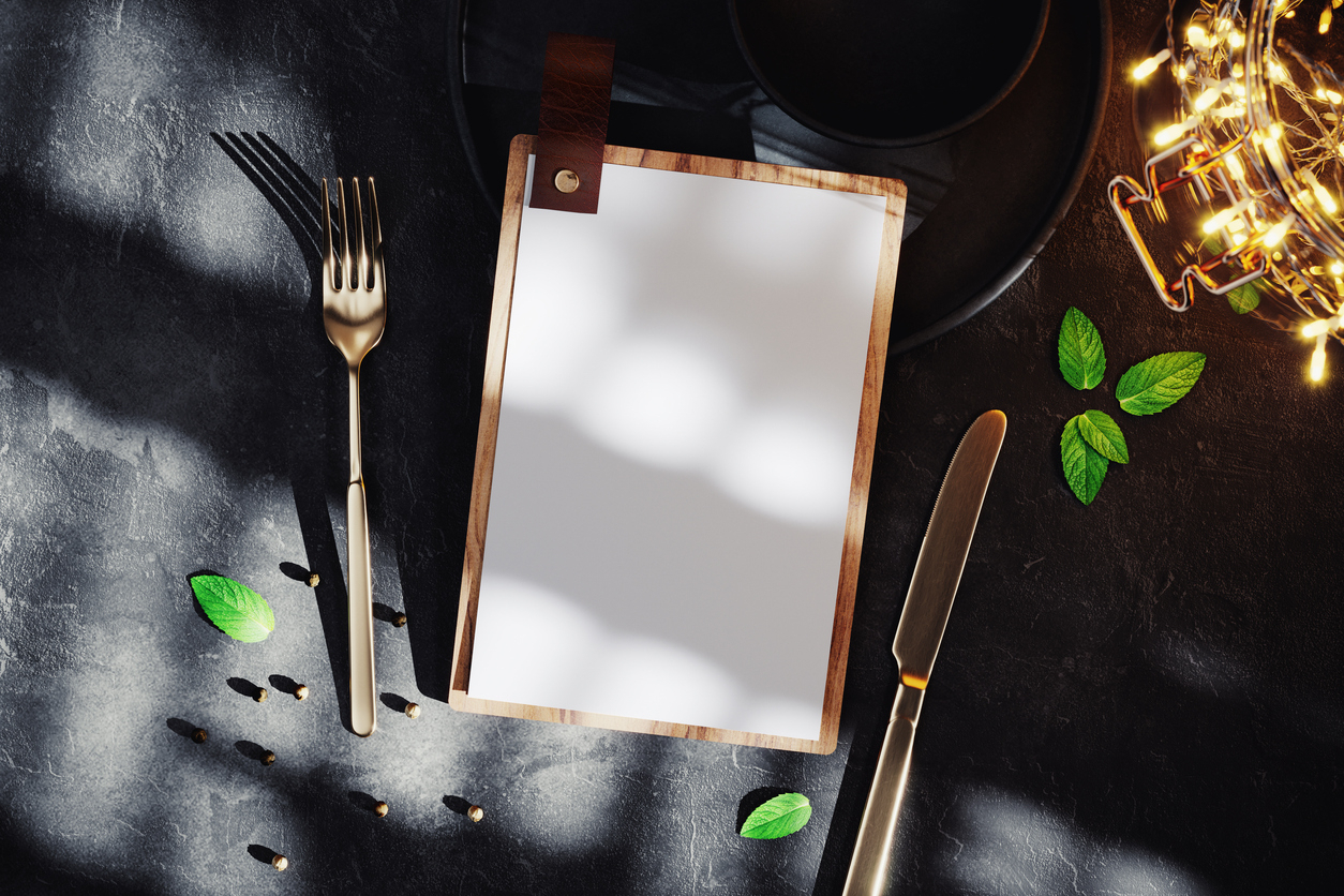 restaurant porte-menu en bois